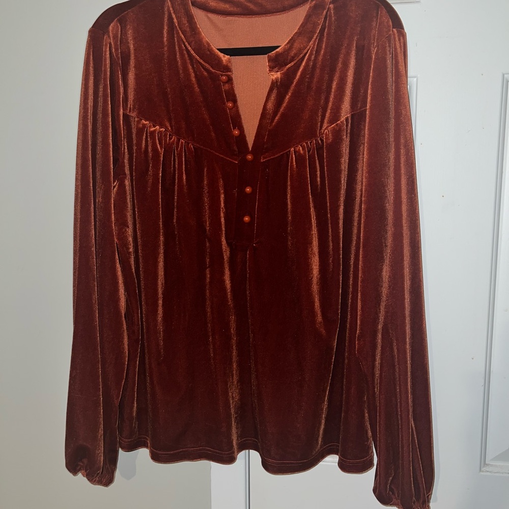 Velvet Blouse in Rustic orange size L